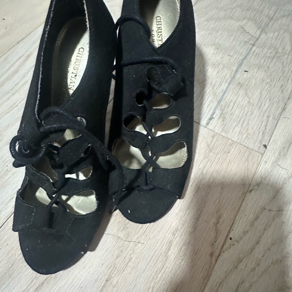 Chase + Chloe Black Lace-Up Heels